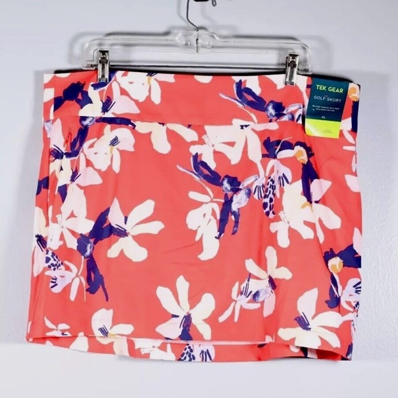 Tek Gear Golf Skort Skirts Sz XL Red Floral Poly Spandex Side Zip NWT - Picture 4 of 12